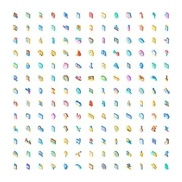 Isometric web graphic icons user interface collection Stock Illustration