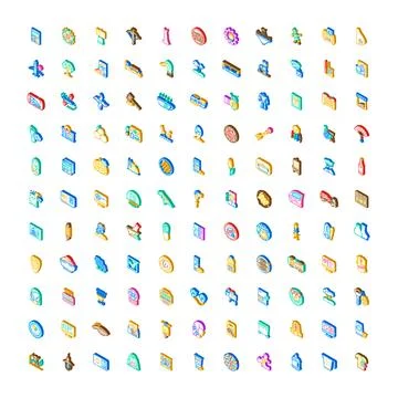 Isometric web icon set on white background 스톡 일러스트