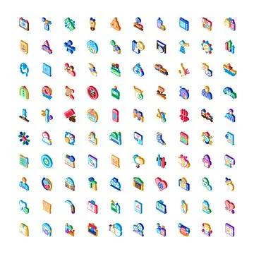 Isometric website and interface icons creating design elements イラスト素材