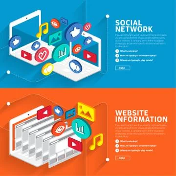 Isometric website social network Stock Illustration