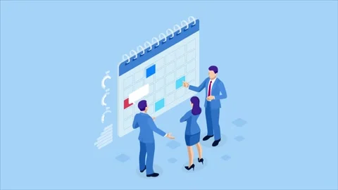 Isometric weekly schedule and calendar planner organization management Stock Footage 131298267