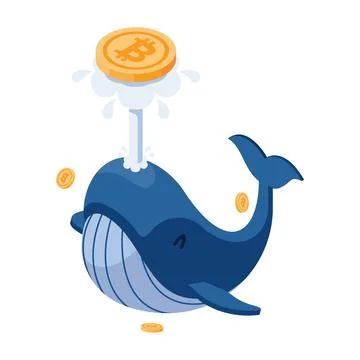 Isometric Whale Playing with Bitcoin Stock Illustration