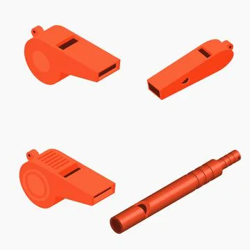 Isometric whistle set on white background vector illustration Stock Illustration