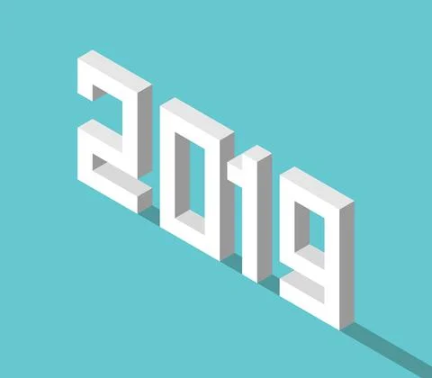 Isometric white 2019 year Stock Illustration
