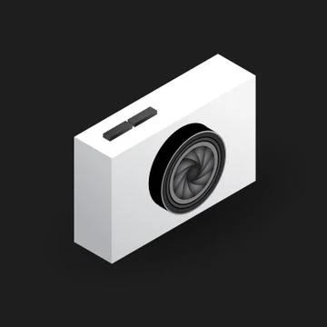 Isometric White Action camera image on white Stock Illustration