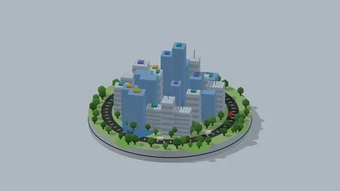 Isometric white blue smart city tech park rotating diorama Stock Footage 340201821