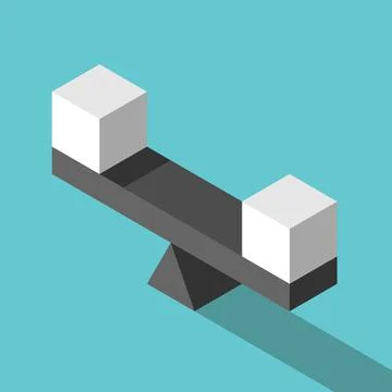 Isometric white cubes, balance Stock Illustration
