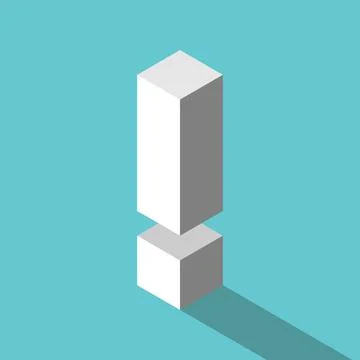 Isometric white exclamation mark Illustrazione stock