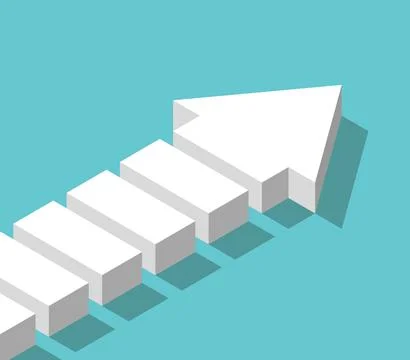 Isometric white fragmented arrow Stock Illustration