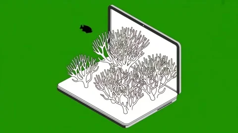 Isometric white laptop computer on green screen background with copy space .. Stock Footage 320816691