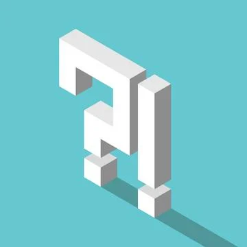 Isometric white question, exclamation Stock Illustration