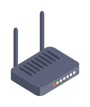 Isometric wi-fi modem router illustration isolated on white Illustrazione stock