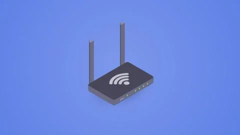Isometric WiFi router. Vector modem Stock Illustration