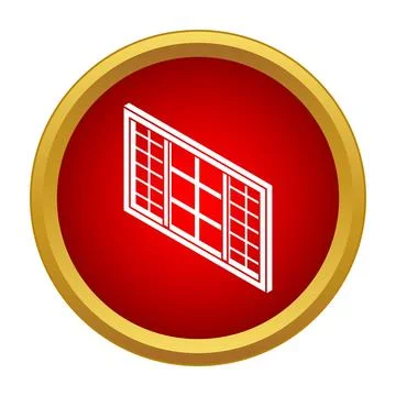 Isometric window icon with red circle background Stock Illustration