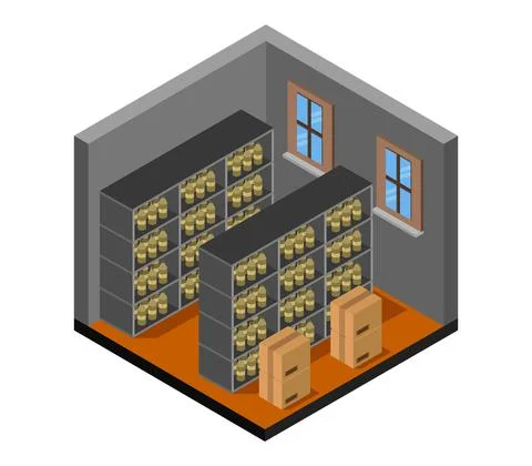 Isometric wine cellar on white background Stock Illustration