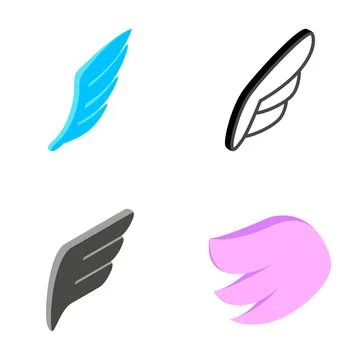 Isometric wing icons symbolizing freedom and flight Stock Illustration