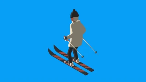 Isometric winter skier 12 Stock Footage 224823853
