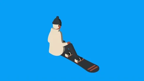 Isometric winter snowboarder 4 Stock Footage 224823858
