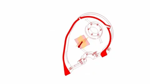 Isometric Wireframe CAD Drawing of Mechanical Part with Force Vector Arrow 動画素材 335415118