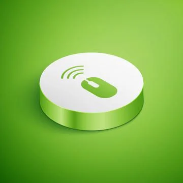 Isometric Wireless computer mouse system icon isolated on green background イラスト素材
