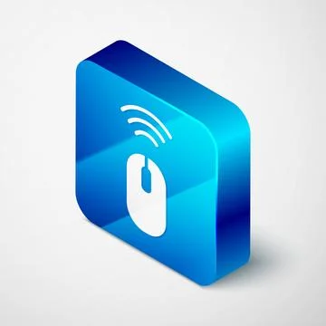 Isometric Wireless computer mouse system icon isolated on grey background. .. Stock Illustration
