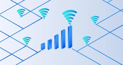 Isometric wireless internet symbol on white background. Wireless internet c.. Stock Illustration