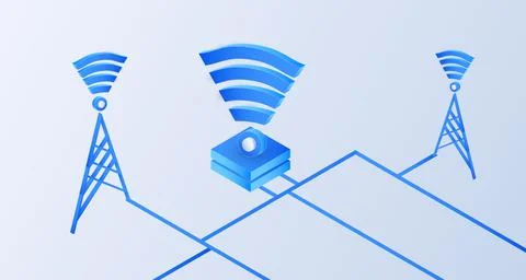 Isometric wireless technology isolated on white background. Isometric wifi .. Stock Illustration