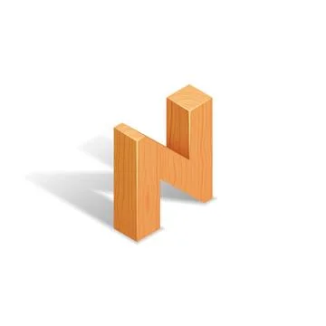 Isometric wooden letter A with shadow. Stock Illustration