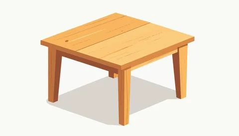 Isometric wooden table with simple structure and clean lines light wood tex.. イラスト素材