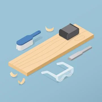 Isometric Woodworking Vector Illustration Stock Illustration