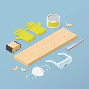 Isometric Woodworking Vector Illustration Stock Illustration