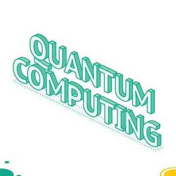 Isometric words Quantum Computing. Advanced technology, future computing po.. Stock Illustration