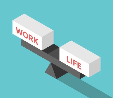 Isometric work life balance Stock Illustration