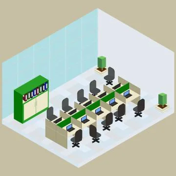 Isometric work place in vector Stock Illustration