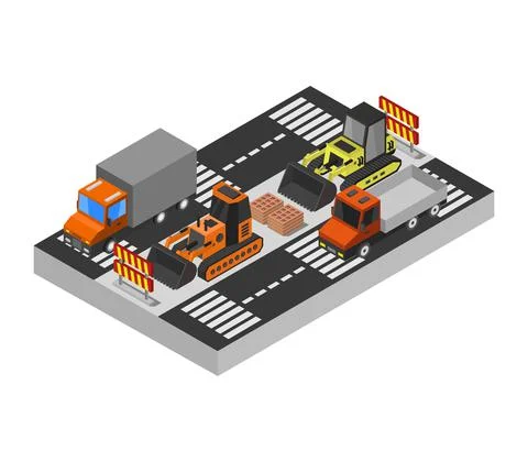 Isometric work in progress in vector on white background イラスト素材