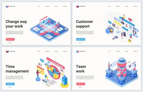 Isometric work technology optimization vector illustration, cartoon 3d Stock Illustration