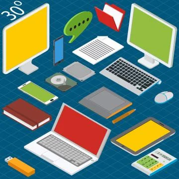 Isometric workplace Stock Illustration