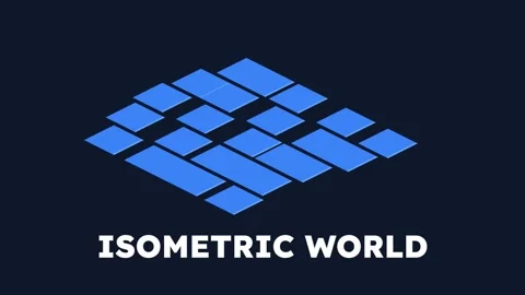 Isometric World View: Abstract Geometric Blue Pattern on Dark Background Stock Footage 337656074