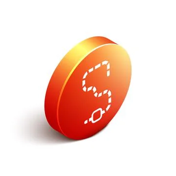 Isometric Worm icon isolated on white background. Fishing tackle. Orange circle Ilustración de archivo