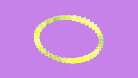 Isometric Yellow Cube Ring Rotation on Purple Background Stock Footage 340131676