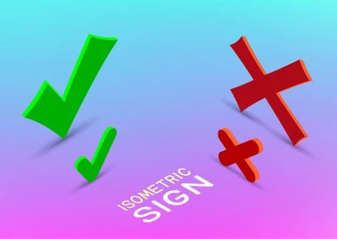 Isometric yes and no sign symbols set Stock Illustration