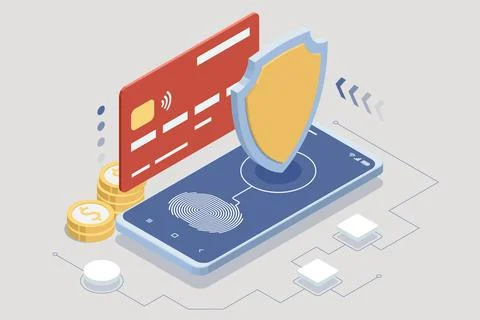 Isometrics protect data and confidentiality. Cybersecurity concept, user privacy Stock Illustration