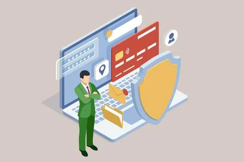 Isometrics protect data and confidentiality. Safety and confidential data Stock Illustration
