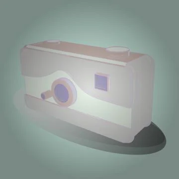 Isometry. 3D. Hanging vintage camera vector flat style. Draft in neutral, beige Stock Illustration