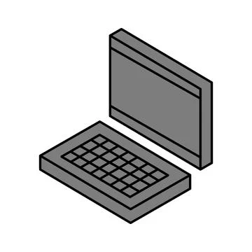 Isometry laptop, computer icon in retro style. Modern vector icon isolated  Illustrazione stock