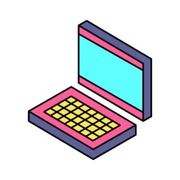 Isometry laptop, computer icon in retro style. Modern vector icon isolated イラスト素材