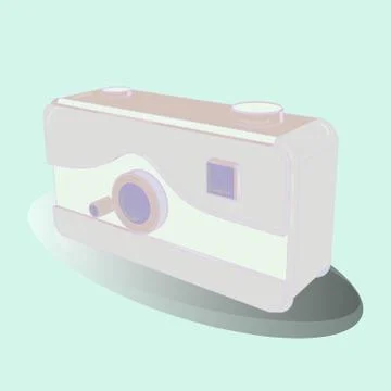 Isometry. Retro camera. Old camera in a 3D style on a colored background. Vector Stock Illustration