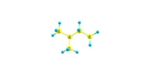 Isopentane molecular structure isolated on white Stock Illustration