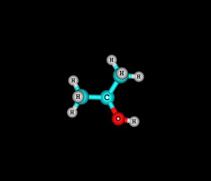 Isopropanol molecule isolated on black Stock Illustration