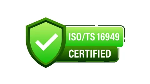 ISOTS 16949 certification approval check mark with shield animation on white and Vídeo Stock 315142252